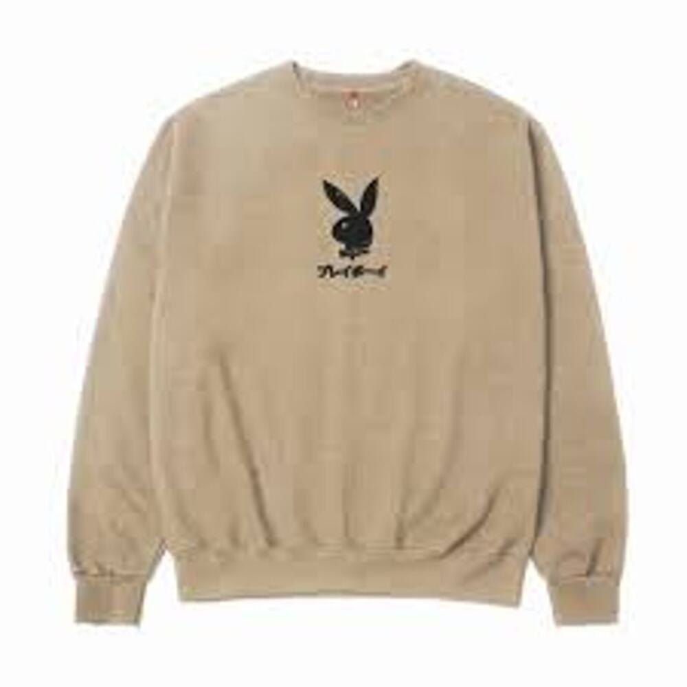 NWT PLAYBOY Ace of Spades Long Sleeve Crewneck Sweatshirt Tan Brown Men's Size S
